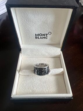 Montblanc Black and Silver Textured Stainless Steel Band